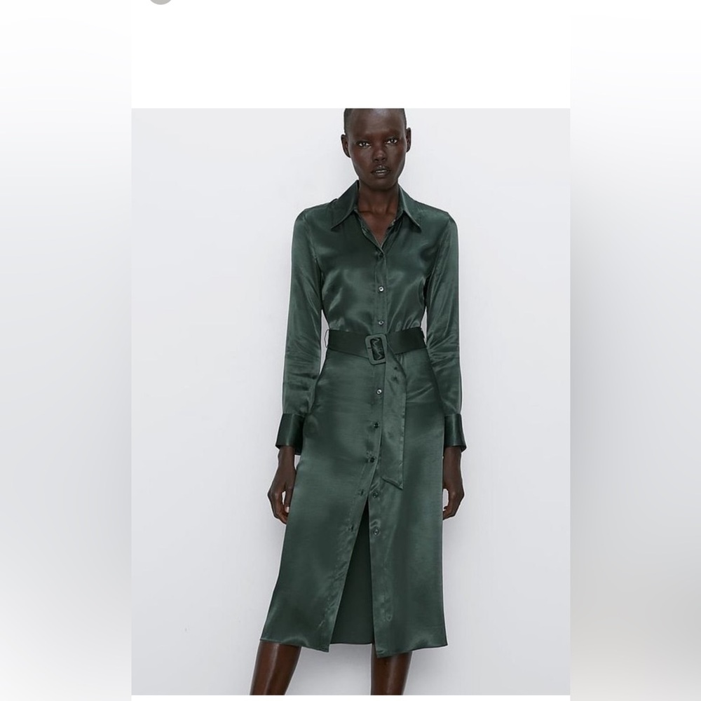 ISO Zara Emerald green button down dress